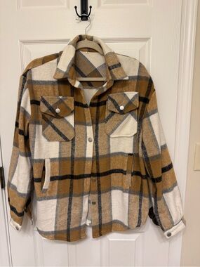 Plaid Shirt Jacket SMALL oversized